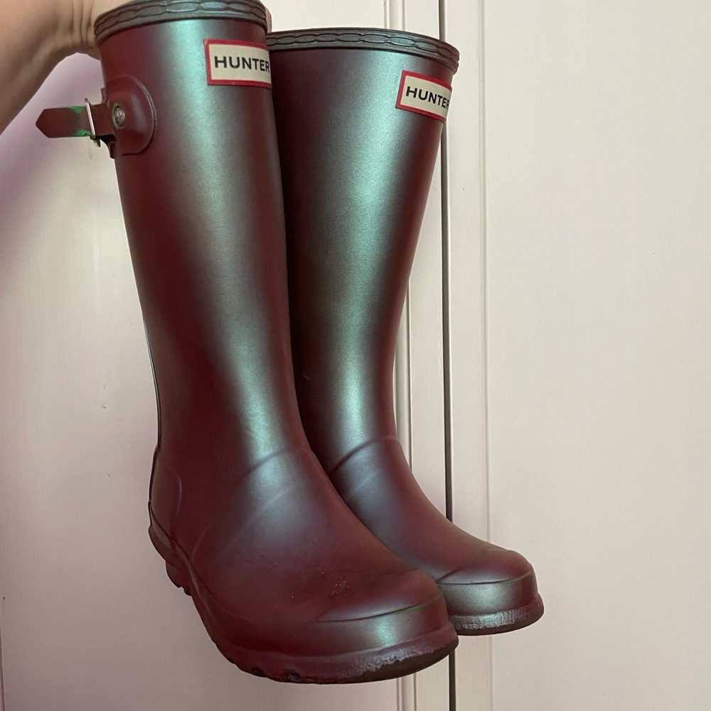 Girls Hunter Rainboots Sz US 3/4 EU 34 Nebula purp